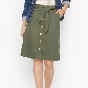 Talbots button-front skirt. Cotton blend, green.